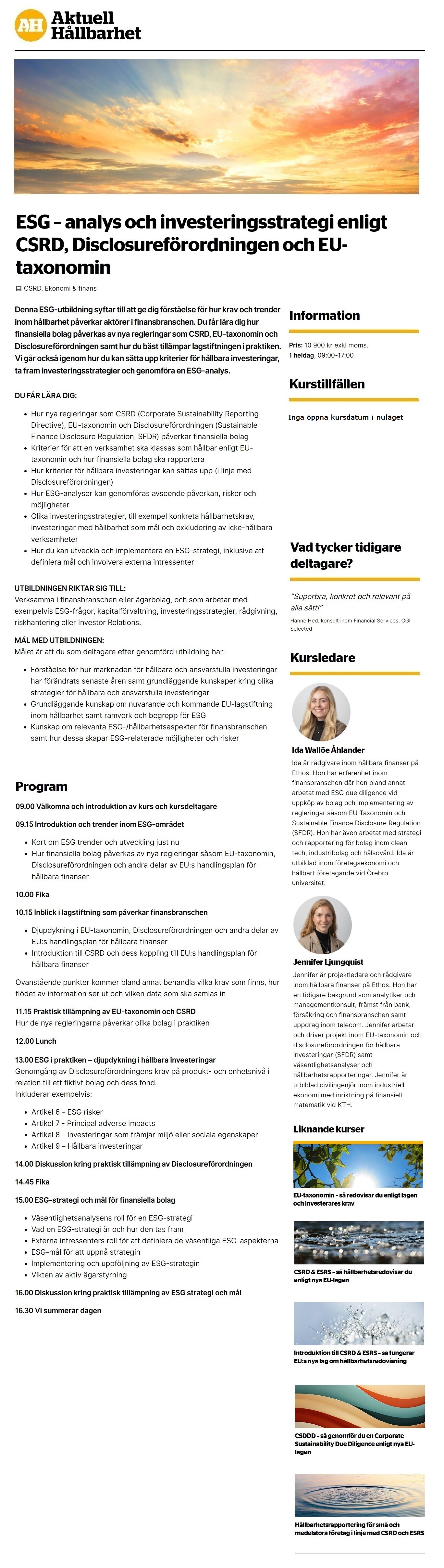 ESG-analys och strategi – att förstå, hantera och integrera ESG