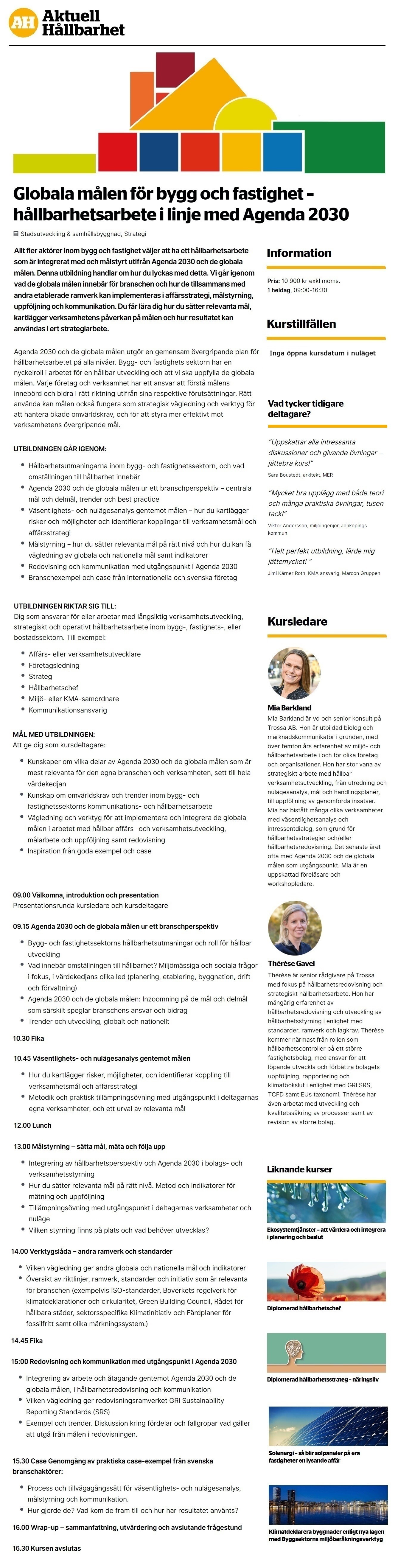 Globala målen för bygg och fastighet – hållbarhetsarbete i linje med Agenda 2030