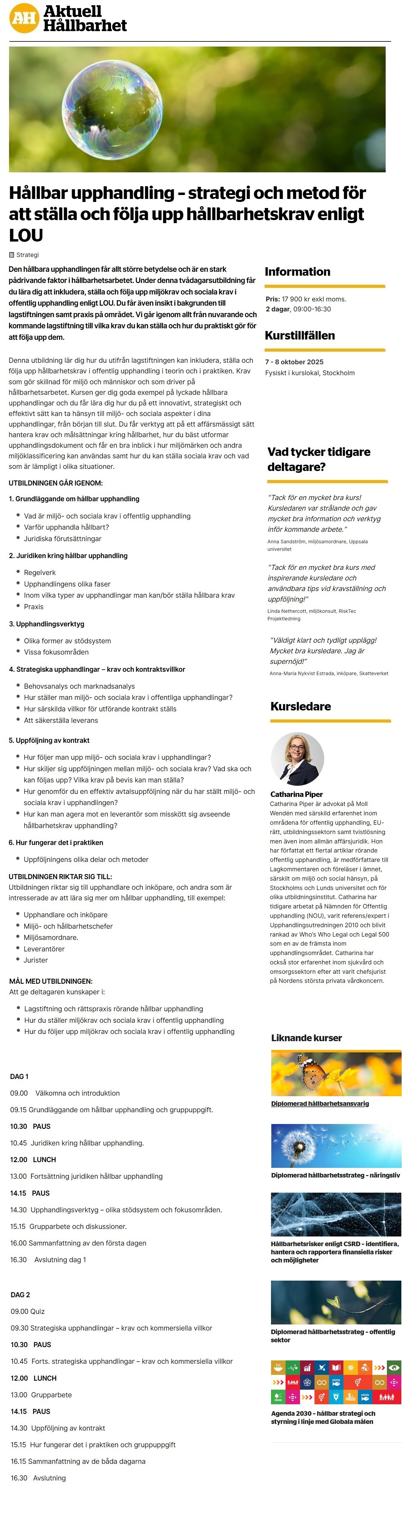 Hållbar upphandling – strategi och metod för att ställa och följa upp hållbarhetskrav enligt LOU