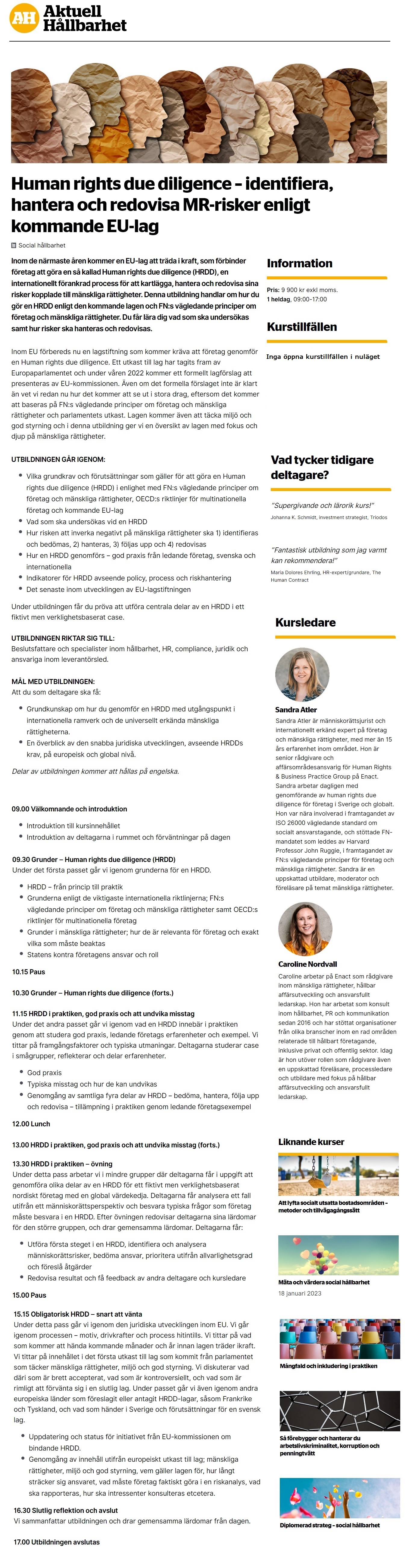 Human rights due diligence – identifiera, hantera och redovisa MR-risker enligt kommande EU-lag