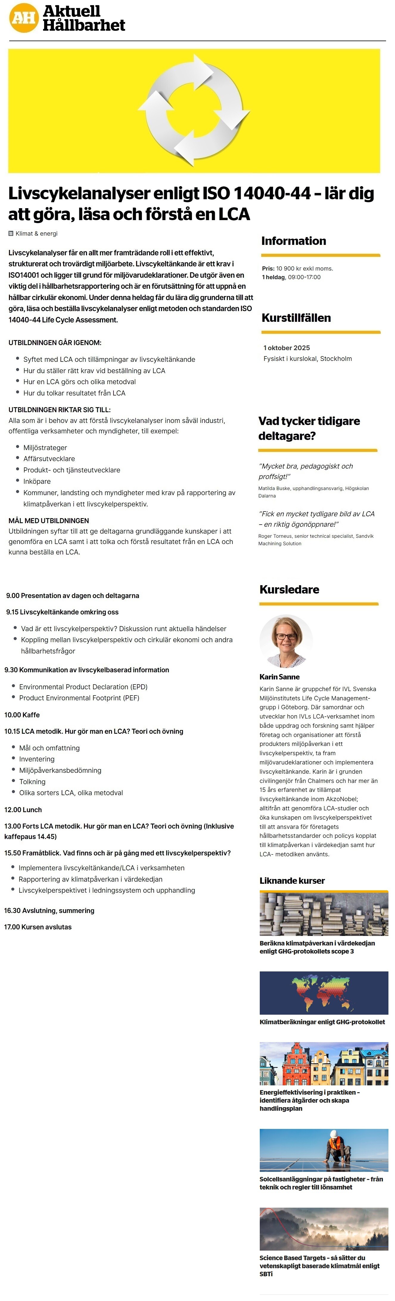 Livscykelanalyser enligt ISO 14040-44 – lär dig att göra, läsa och förstå en LCA