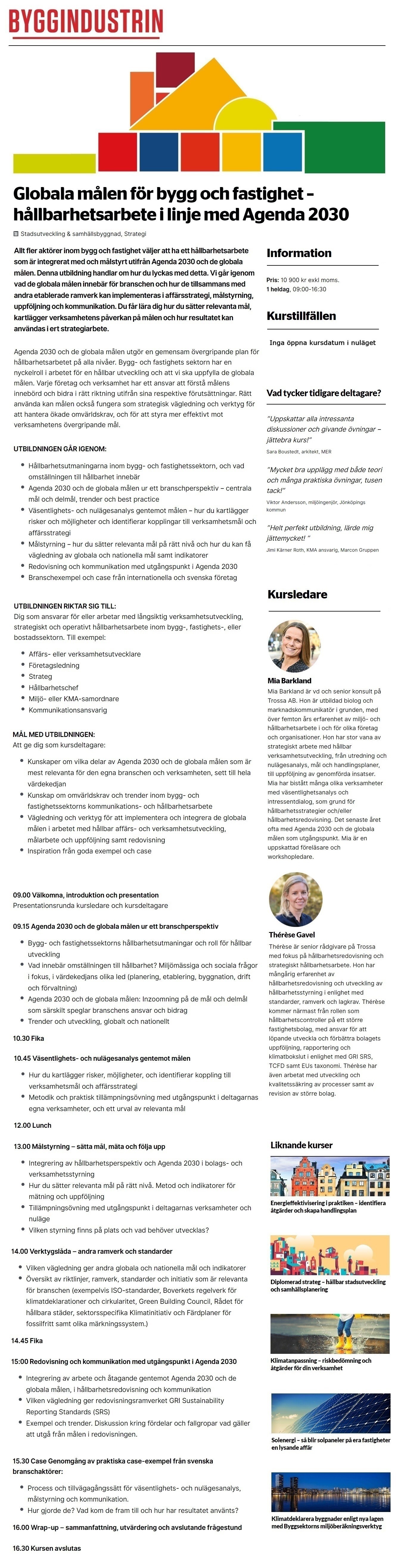Globala målen för bygg och fastighet – hållbarhetsarbete i linje med Agenda 2030