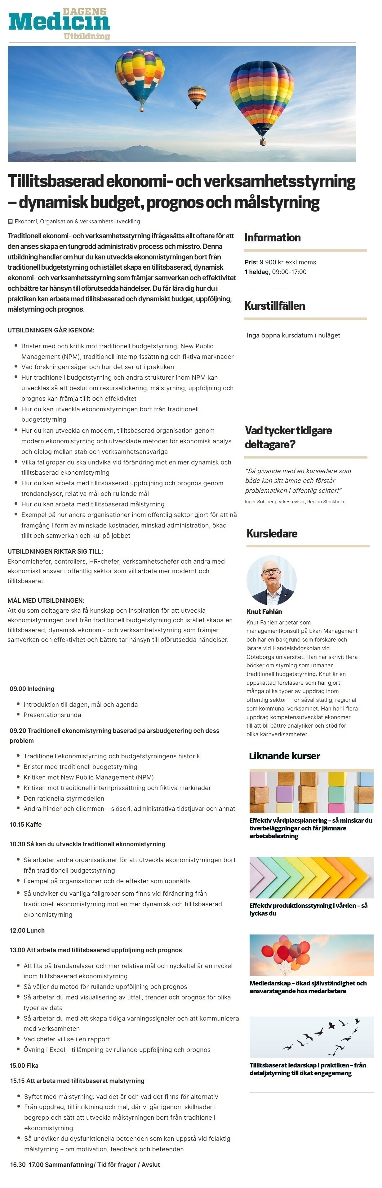 Tillitsbaserad ekonomi- och verksamhetsstyrning – dynamisk budget, prognos och målstyrning