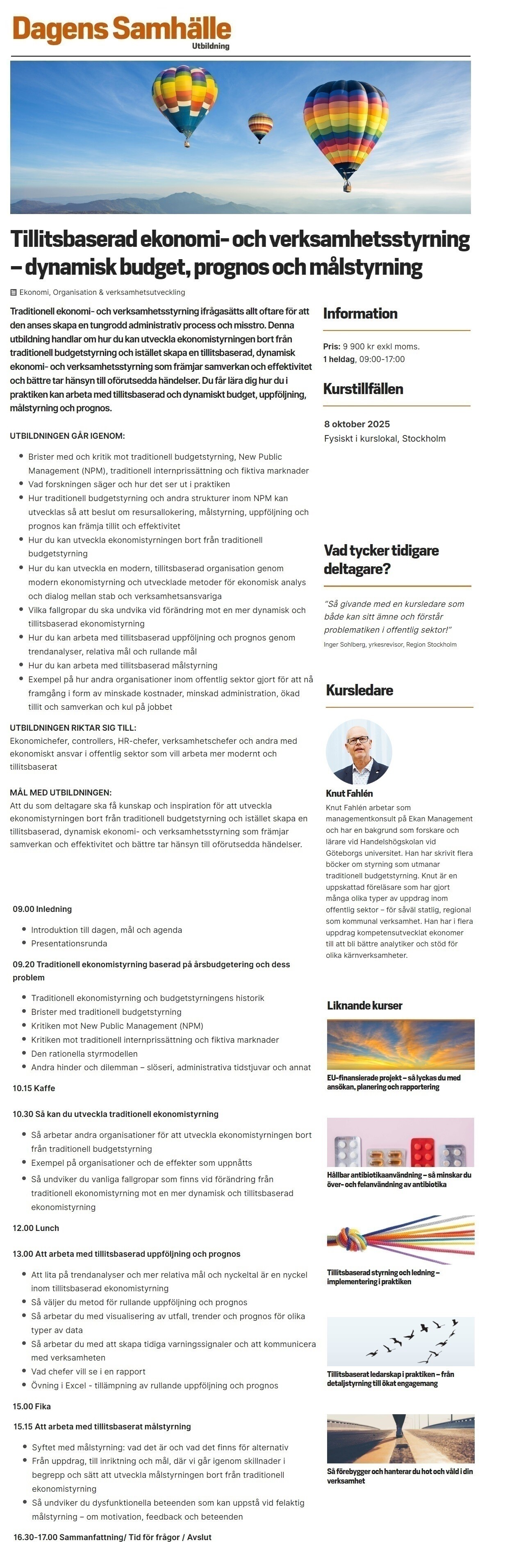 Tillitsbaserad ekonomi- och verksamhetsstyrning – dynamisk budget, prognos och målstyrning