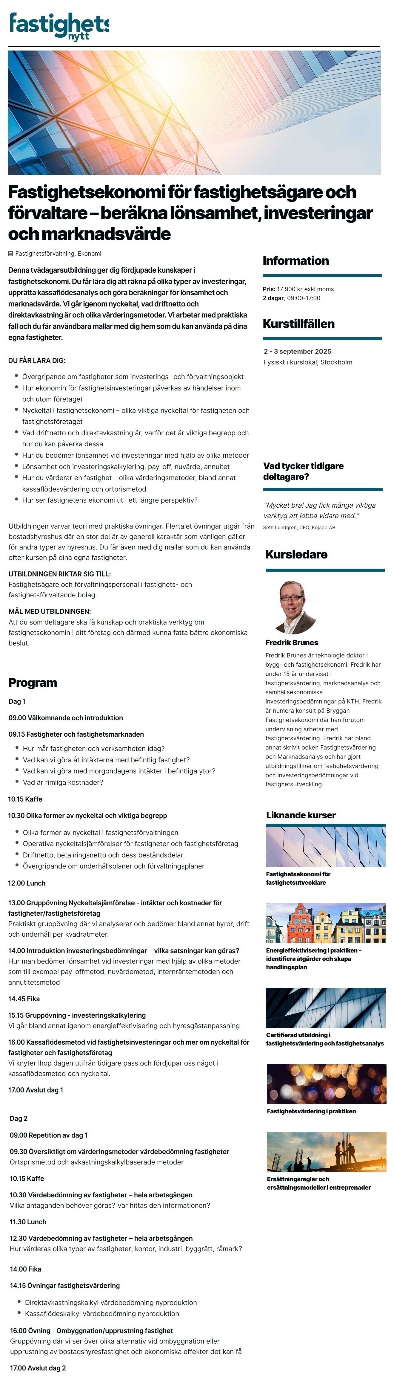 Fastighetsekonomi för fastighetsutvecklare