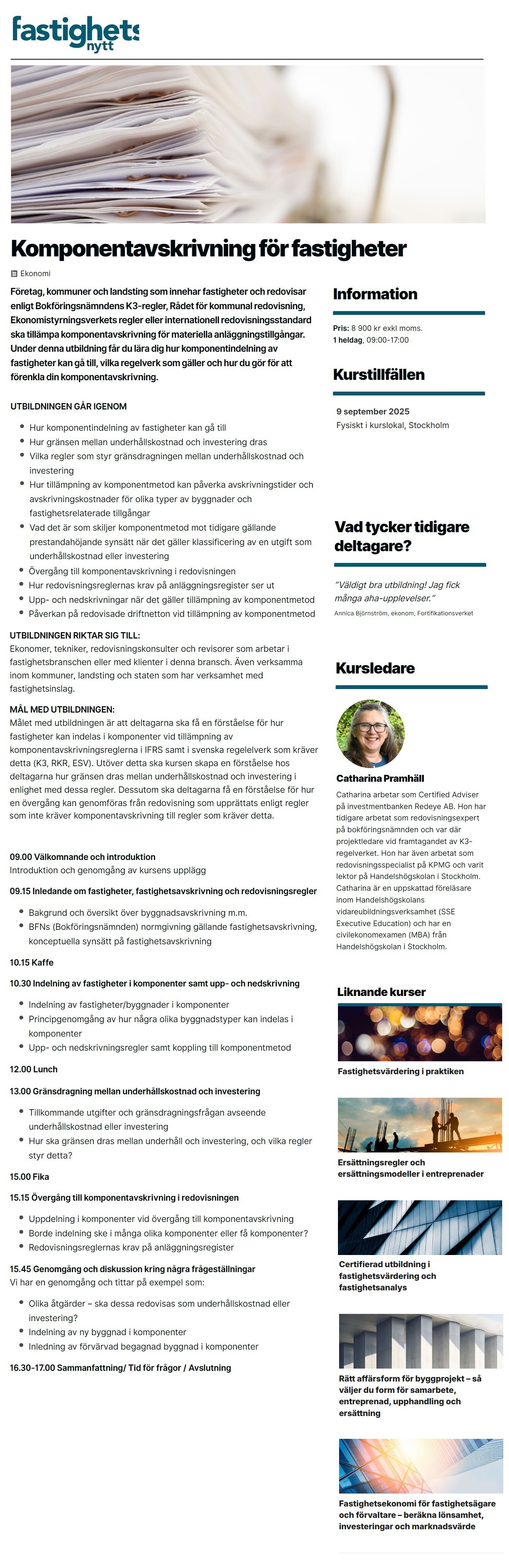 Komponentavskrivning för fastigheter