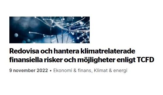 Nov Redovisa och hantera klimatrelaterade finansiella risker och möjligheter enligt TCFD-1