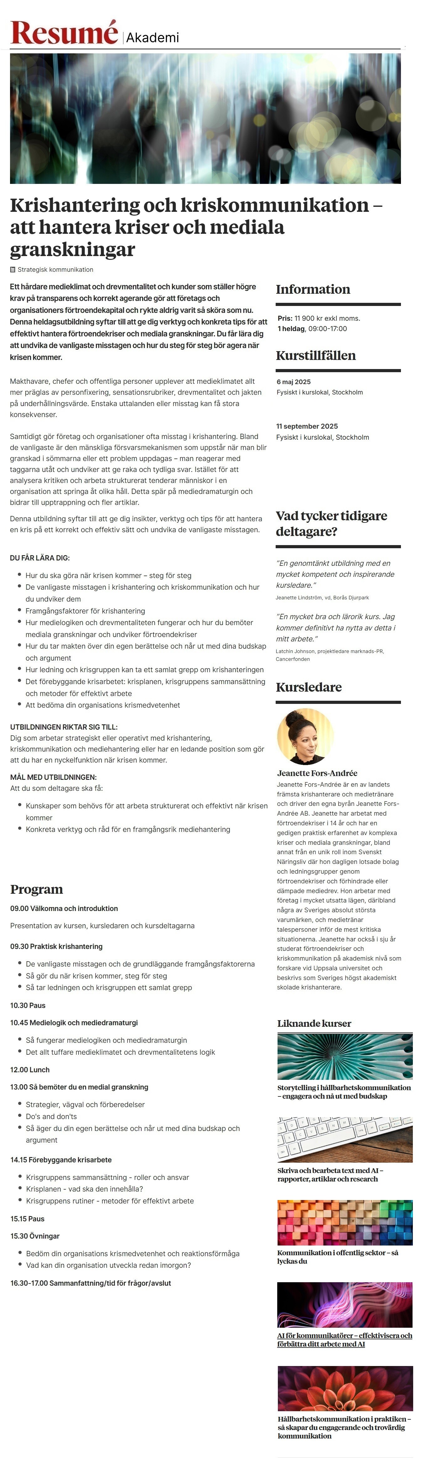 Krishantering och kriskommunikation – att hantera kriser och mediala granskningar